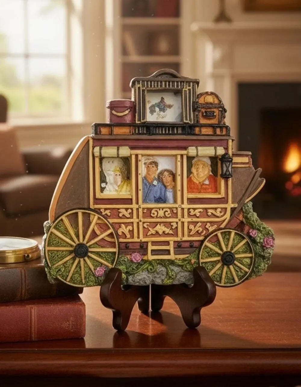 Figi Graphics Stagecoach Western Wagon Picture Frame Holds 4 Photos 7.5 x 8.5